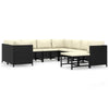 Reno 9pc Outdoor Modular Sofa Set Ivory Fabric Cushions Black Rattan BM326401