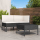 Doja 3pc Outdoor Loveseat and Coffee Table Set, Black Rattan, White