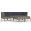6pc Outdoor Modular Sofa and Table Set White Polyester Gray Rattan BM326406