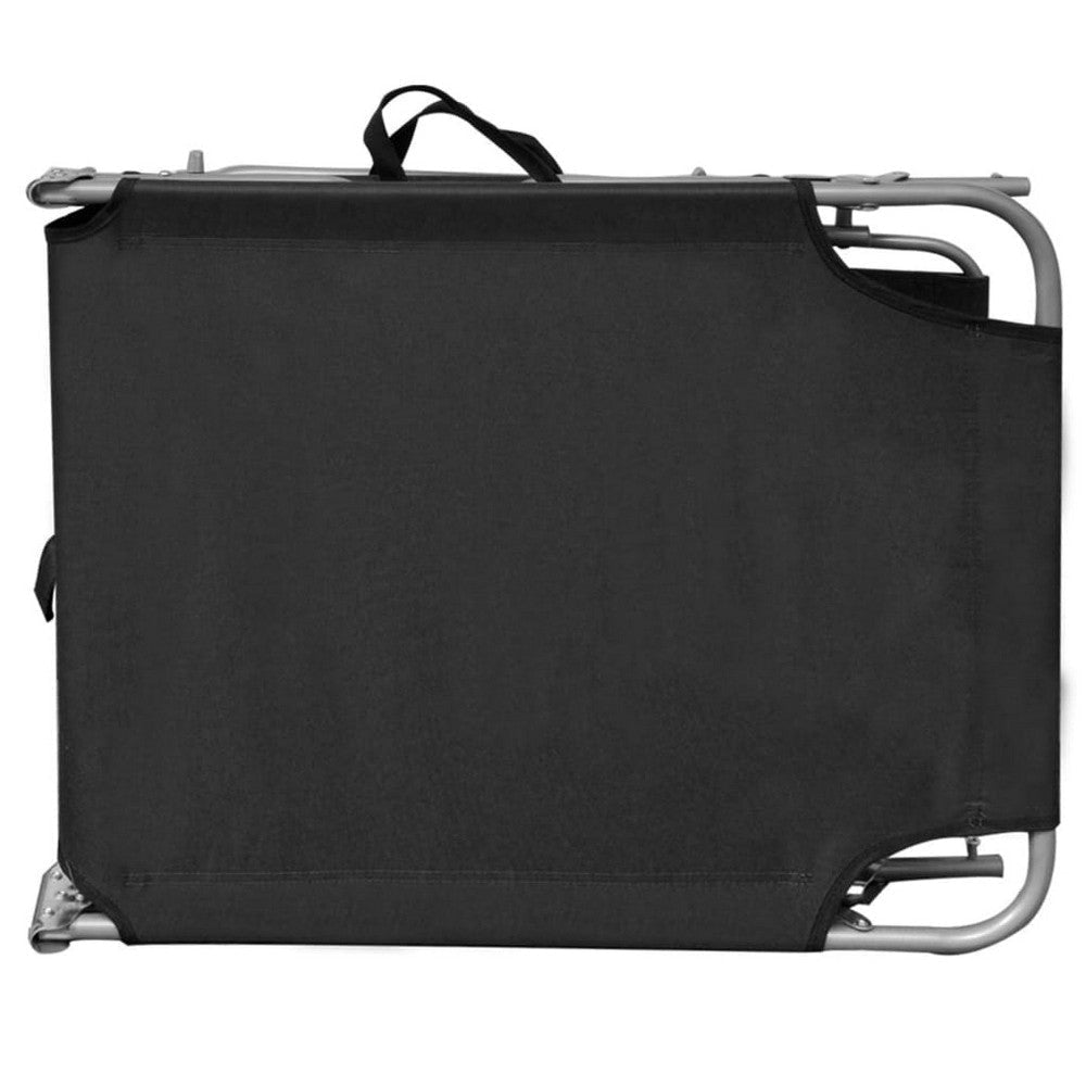 Keli Outdoor Folding Chaise Lounger Canopy Black Polyester 74’’ BM326409