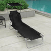 Keli Outdoor Folding Chaise Lounger, Canopy, Black Polyester, 74"