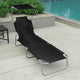 Keli Outdoor Folding Chaise Lounger, Canopy, Black Polyester, 74"