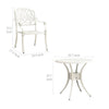 Kasa Outdoor 3pc Bistro Breakfast Set, 2 Chairs, 1 Table, White Metal