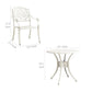 Kasa Outdoor 3pc Bistro Breakfast Set 2 Chairs 1 Table White Metal BM326414