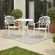 Kasa Outdoor 3pc Bistro Breakfast Set, 2 Chairs, 1 Table, White Metal