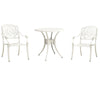 Kasa Outdoor 3pc Bistro Breakfast Set, 2 Chairs, 1 Table, White Metal