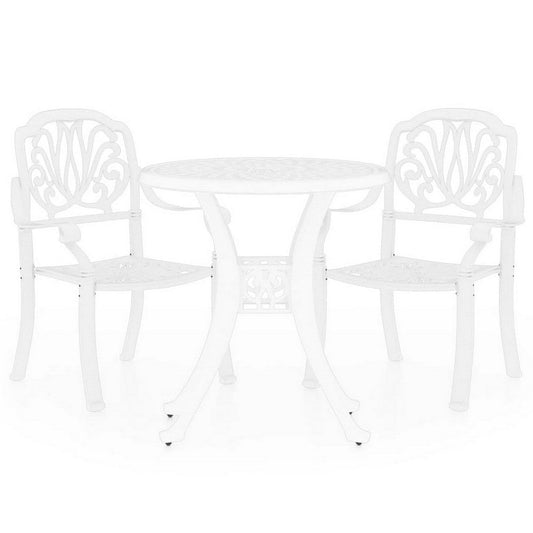 Kasa Outdoor 3pc Bistro Breakfast Set, 2 Chairs, 1 Table, White Metal