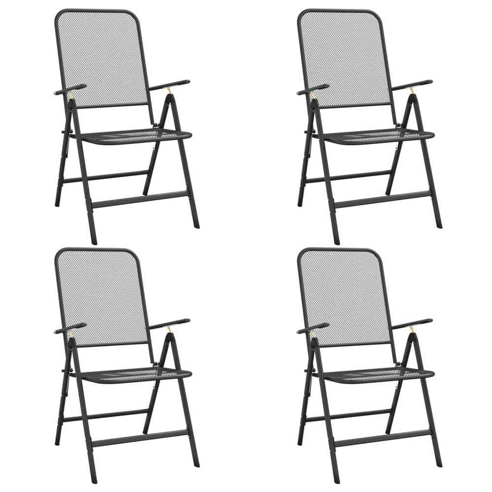 Zofi Folding Outdoor Dining Set of 4, Dark Gray Iron Mesh Frame