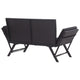 Outdoor Loveseat Bench Black Fabric Cushions Rattan Steel 51’’ BM326417