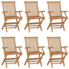 Hina Folding Outdoor ArmSet of 6 Brown Solid Teak Wood Slatted BM326418
