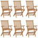 Hina Folding Outdoor ArmSet of 6 Brown Solid Teak Wood Slatted BM326418