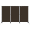 Dina 3 Panel Room Divider Screen, Brown Fabric, Black Iron, 102"