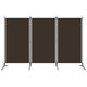 Dina 3 Panel Room Divider Screen, Brown Fabric, Black Iron, 102"