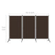Dina 3 Panel Room Divider Screen Brown Fabric Black Iron 102’’ BM326420