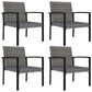 Outdoor Dining Set of 4 | Gray Poly Rattan | Black Steel Frame