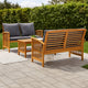 Mia 3pc Outdoor Loveseat Bench Coffee Table Set | Gray | Acacia Wood