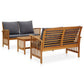 Mia 3pc Outdoor Loveseat Bench Coffee Table Set | Gray | Acacia Wood