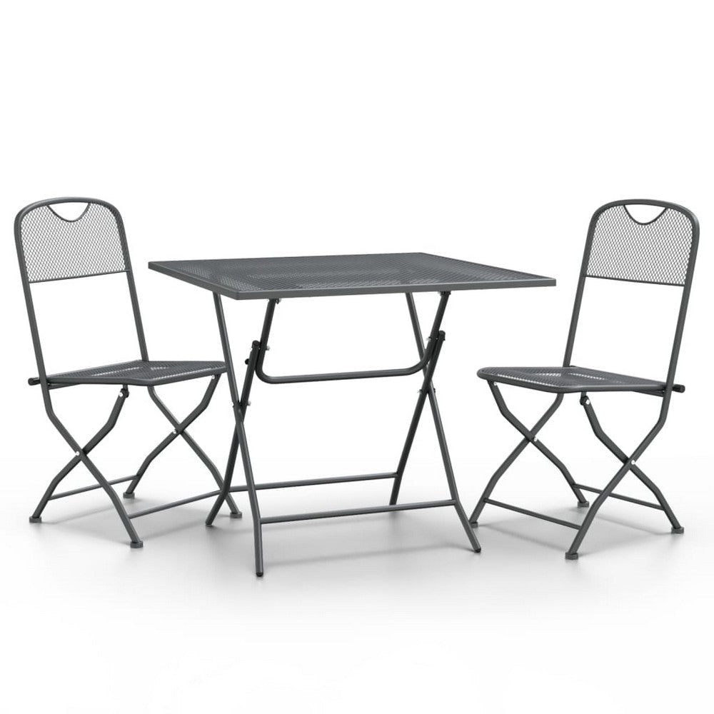 Yoko 3pc Outdoor Breakfast Table and Chairs Set | Foldable | Dark Gray