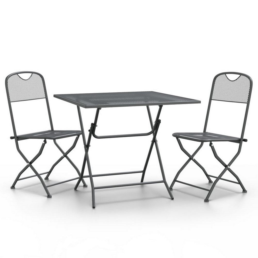 Yoko 3pc Outdoor Breakfast Table and Chairs Set | Foldable | Dark Gray