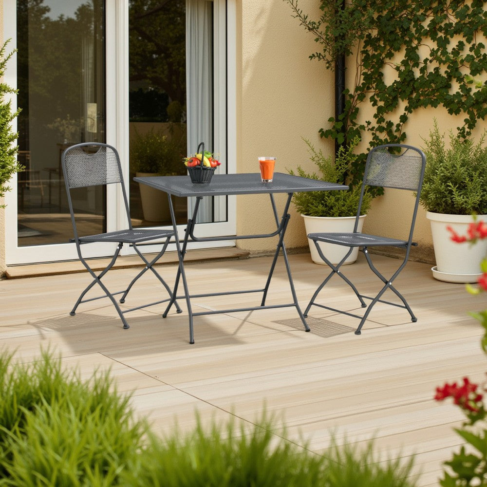 Yoko 3pc Outdoor Breakfast Table and Chairs Set | Foldable | Dark Gray