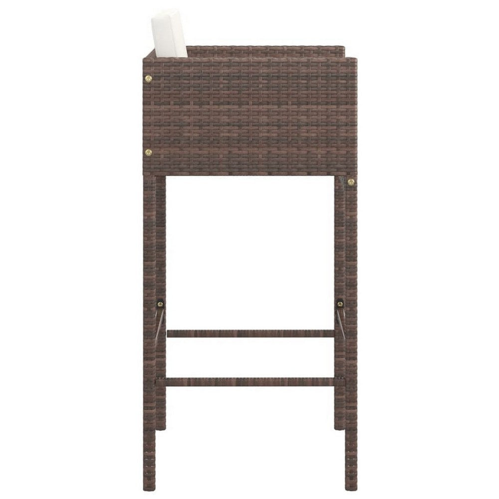 Lexy Outdoor Barstool Set of 2 | White Fabric | Brown Rattan BM326426