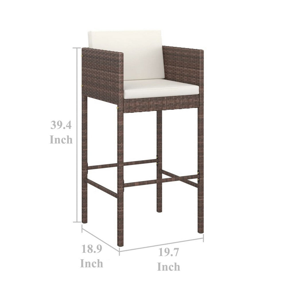 Lexy Outdoor Barstool Set of 2 | White Fabric | Brown Rattan BM326426