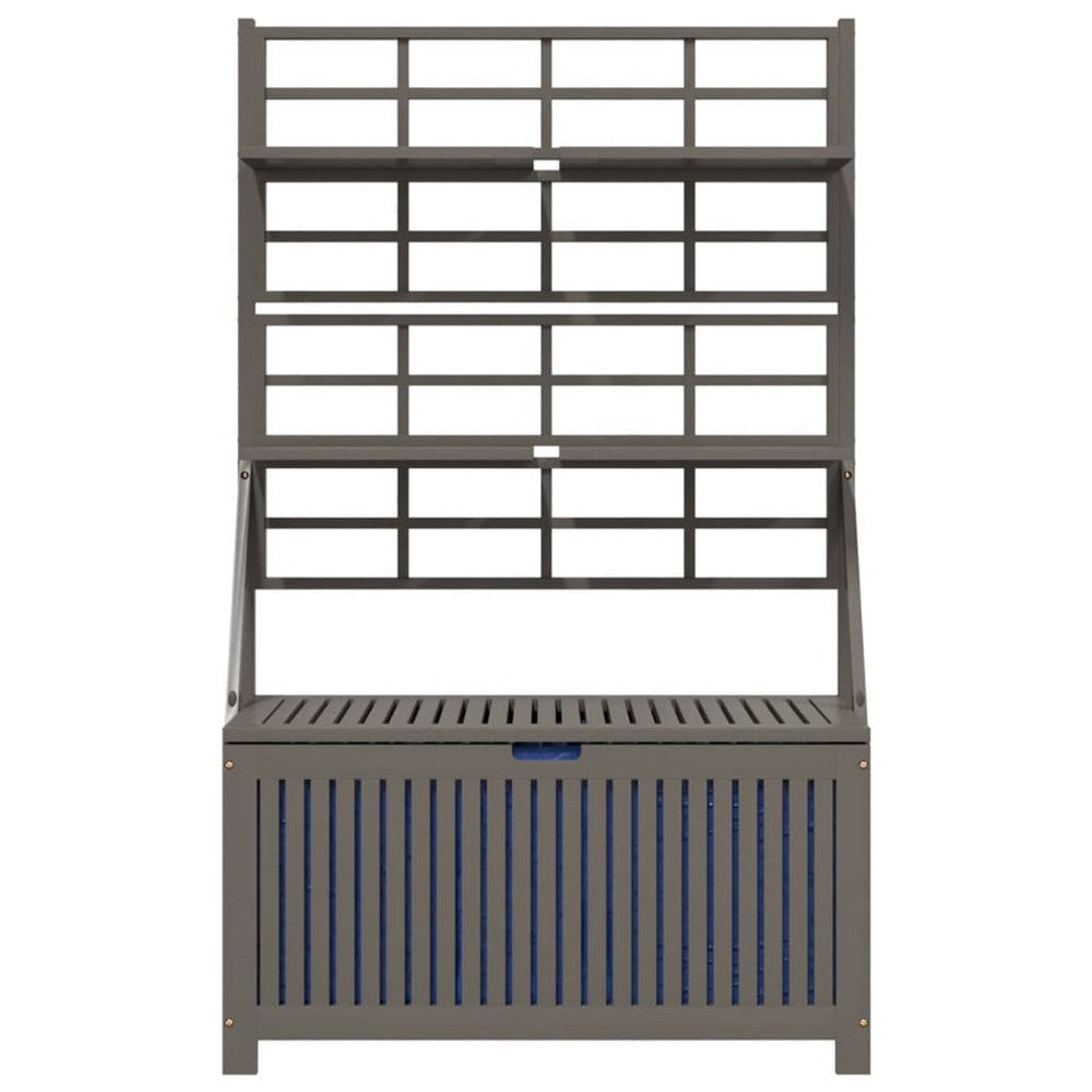 Garden Storage Box with Trellis | Shelves | 63’’ Gray Solid Acacia Wood BM326435
