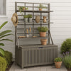 Garden Storage Box with Trellis | Shelves | 63" Gray Solid Acacia Wood