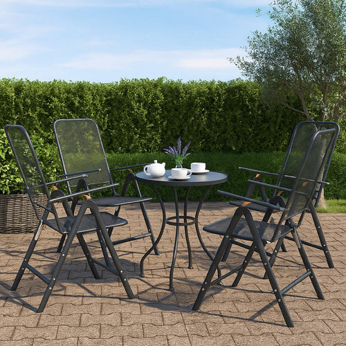 Zofi 5pc Outdoor Breakfast Dining Table and Chairs Set | Foldable Gray