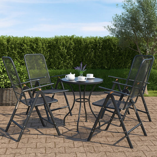 Zofi 5pc Outdoor Breakfast Dining Table and Chairs Set | Foldable Gray