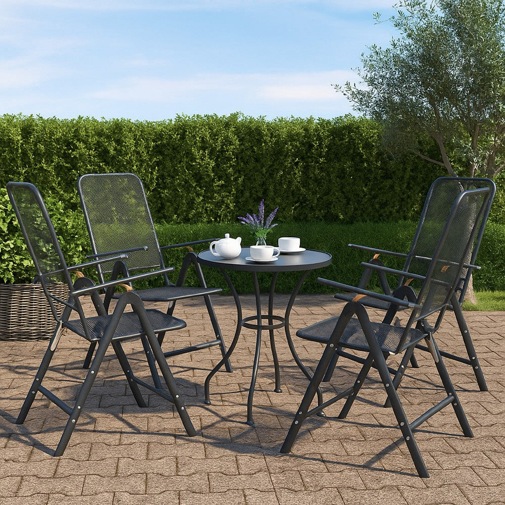 Zofi 5pc Outdoor Breakfast Dining Table and Chairs Set | Foldable Gray