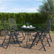 Zofi 5pc Outdoor Breakfast Dining Table and Chairs Set | Foldable Gray