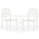 Kasa Outdoor 3pc Breakfast Bistro Set | 2 Chairs 1 Table | White Metal