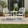Kasa Outdoor 3pc Breakfast Bistro Set | 2 Chairs 1 Table | White Metal