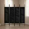 Dina 4 Panel Room Divider Screen | Black Fabric and Iron Frame | 63"