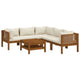 Soma 6pc Outdoor Modular Sofa Set | Ivory Fabric Cushions | Brown Wood BM326443