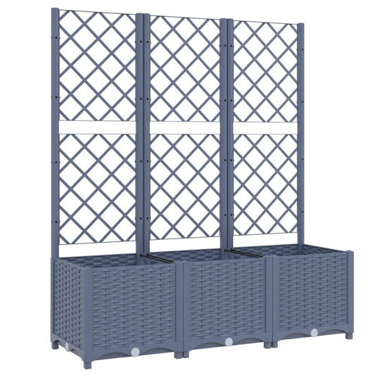 Outdoor Garden Flower Bed Planter with Trellis | 54" Modern Dark Gray