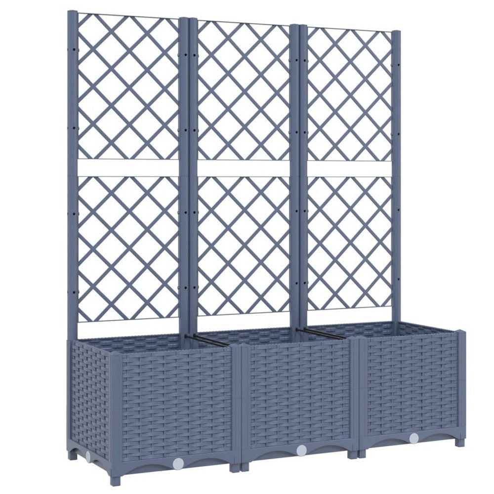 Outdoor Garden Flower Bed Planter with Trellis | 54" Modern Dark Gray