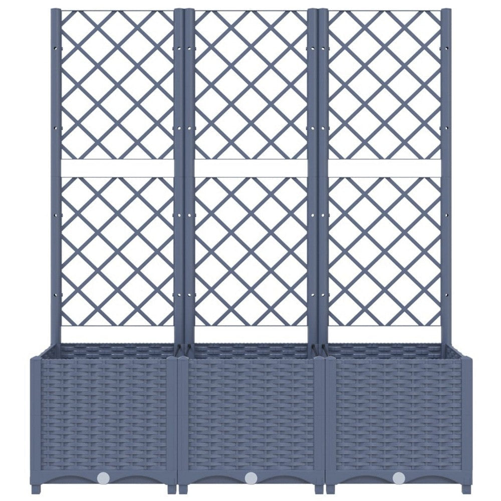 Outdoor Garden Flower Bed Planter with Trellis | 54’’ Modern Dark Gray BM326446
