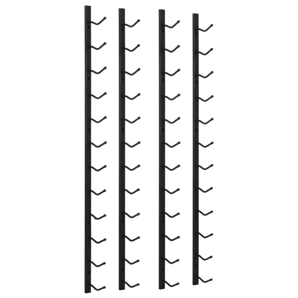 Wall Mounted Wine Rack Set of 2 | 12 Bottle Hooks | Black Iron | 46"