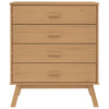 Tall Dresser Chest | 4 Drawers | 30’’ Modern Brown Solid Pine Wood BM326451