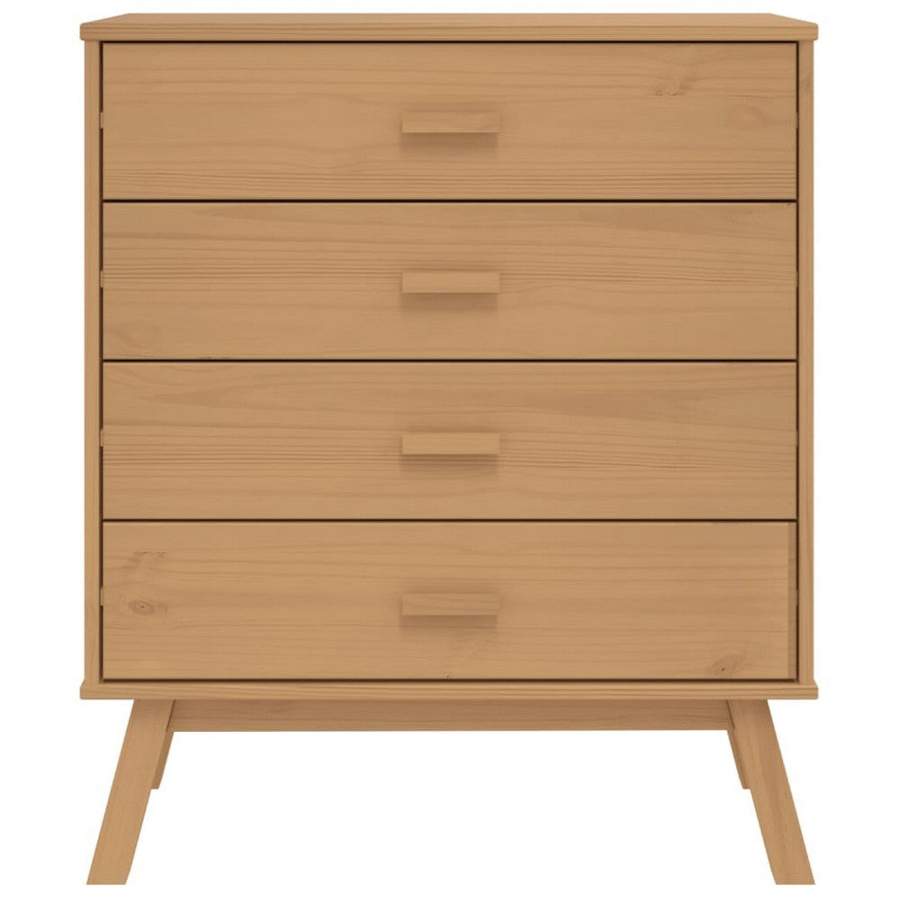 Tall Dresser Chest | 4 Drawers | 30’’ Modern Brown Solid Pine Wood BM326451