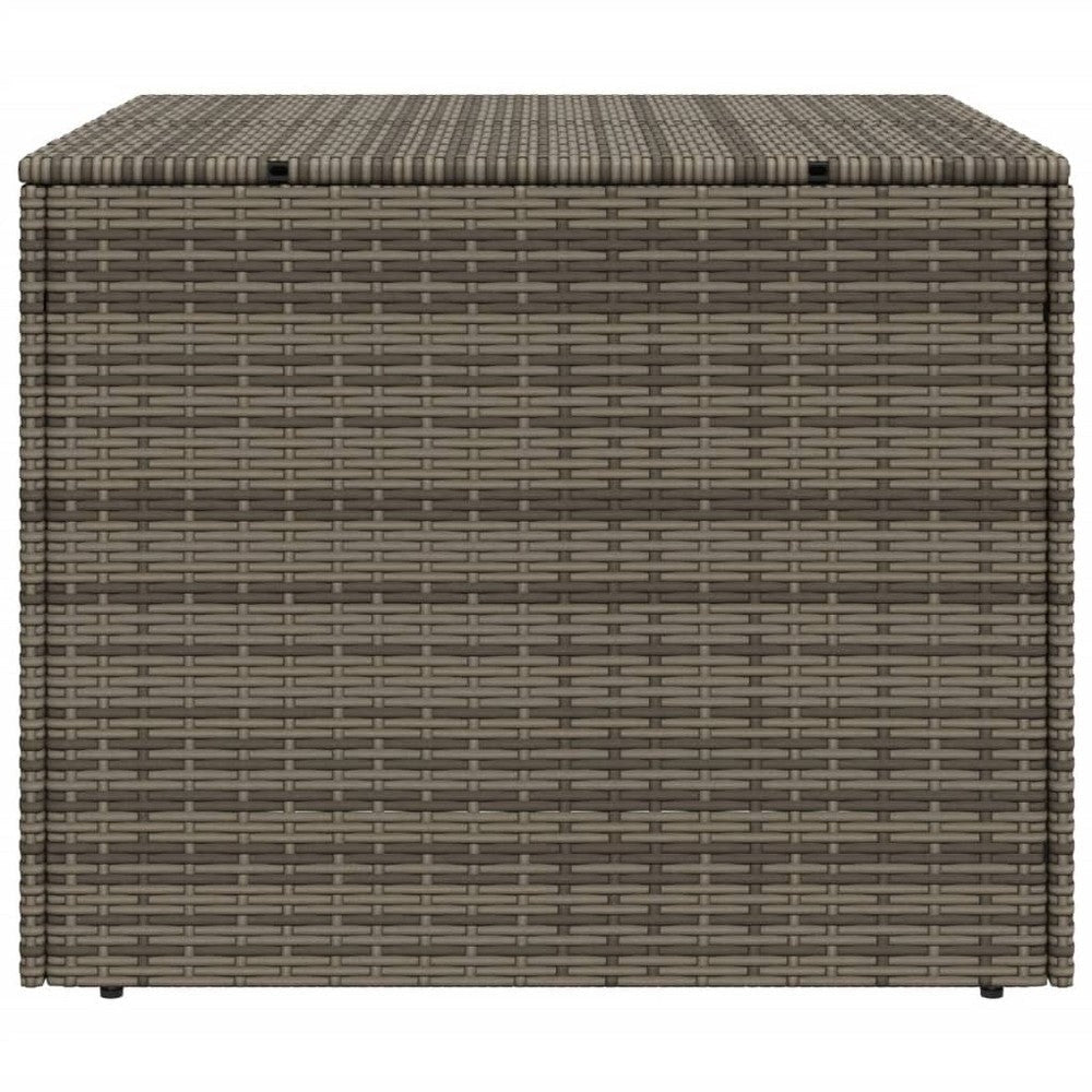 Outdoor Garden Storage Chest | Gray Poly Rattan | Powder Coated Steel BM326453