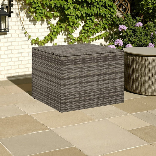 Outdoor Garden Storage Chest | Gray Poly Rattan | Powder Coated Steel
