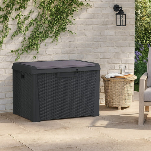 Reina Outdoor Storage Box | Cushion Seat | Dark Gray Polypropylene