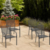 Outdoor Dining ArmSet of 4 | Dark Gray Steel Frame | Mesh Design