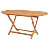 Nila Folding Outdoor Dining Table | 63" Slatted Oval Brown Wood Top