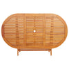 Nila Folding Outdoor Dining Table | 63" Slatted Oval Brown Wood Top