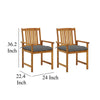 Blaire Outdoor Accent Set of 2 | Gray Fabric | Brown Acacia Wood