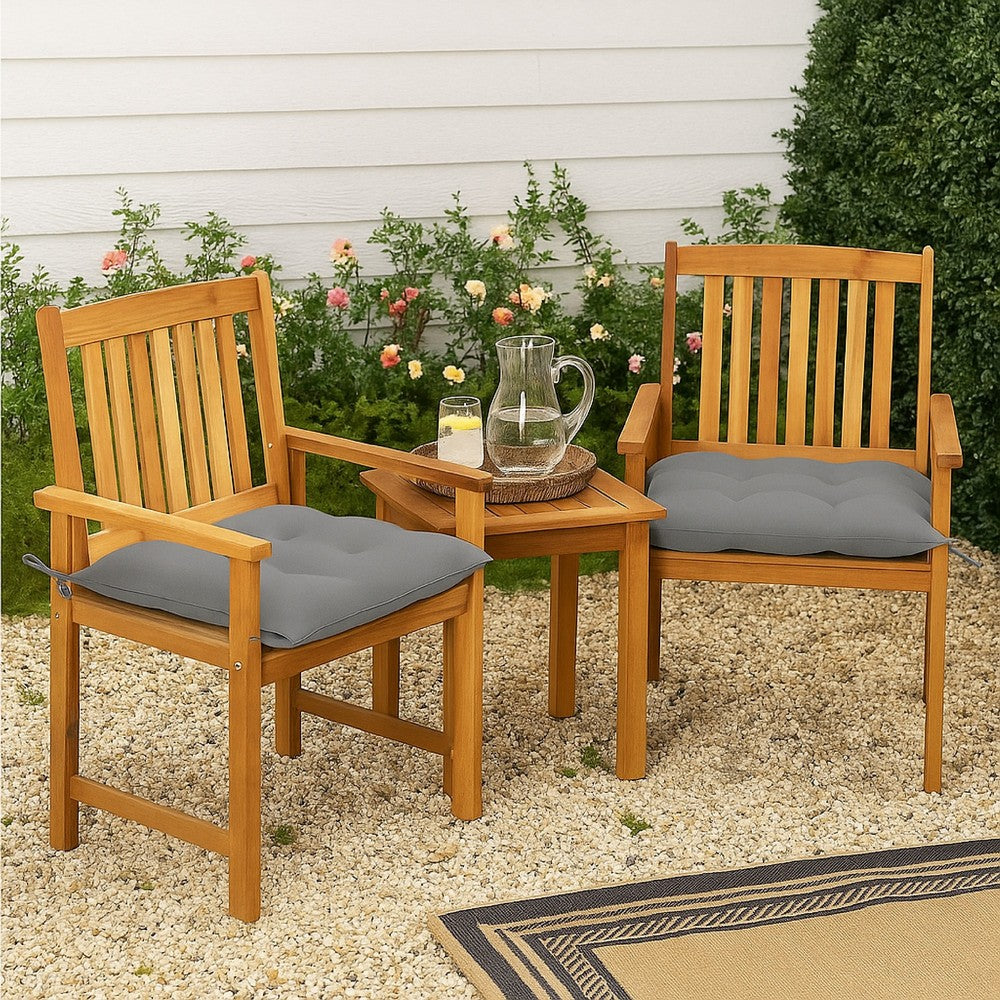 Blaire Outdoor Accent Set of 2 | Gray Fabric | Brown Acacia Wood
